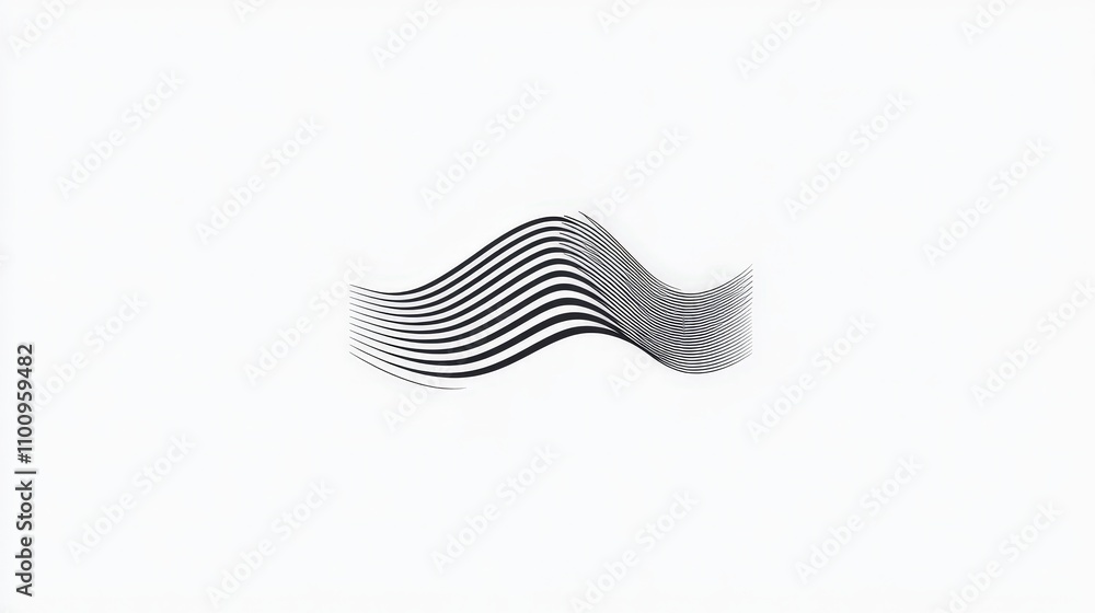 Poster abstract black and white wave design with flowing lines and curves