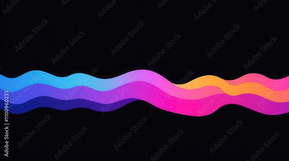 Aufkleber abstract colorful wavy lines on black background for visual design