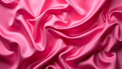 Fototapeta premium Hot Pink Color Satin Fabric Cloth Abstract Wave Background