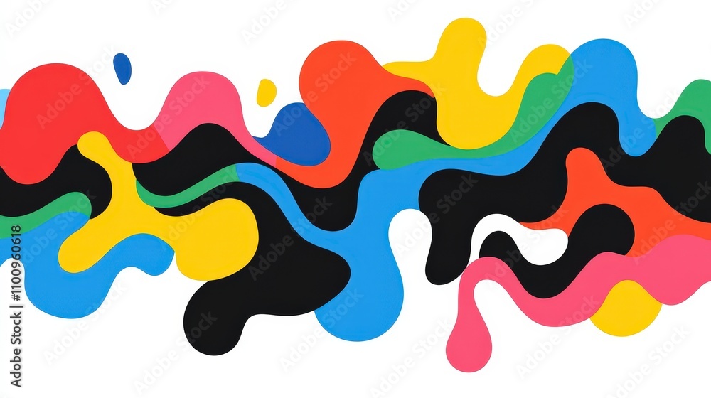 Poster vibrant abstract art with colorful shapes and fluid patterns
