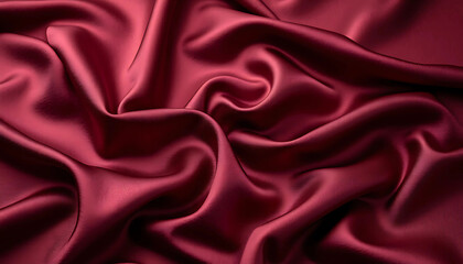 Fototapeta premium Maroon Color Satin Fabric Cloth Abstract Wave Background