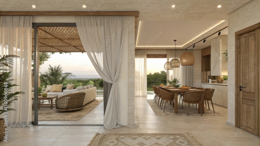 Poster open visual flow the seamless transition between living and dining spaces is accentuated by an airy 