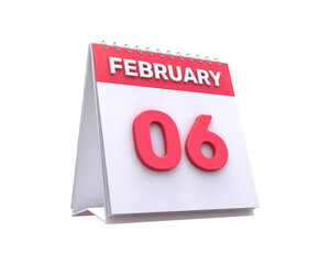 realistic Calendar 6th February 3d illustration