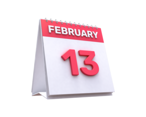 realistic Calendar 13rd February 3d illustration