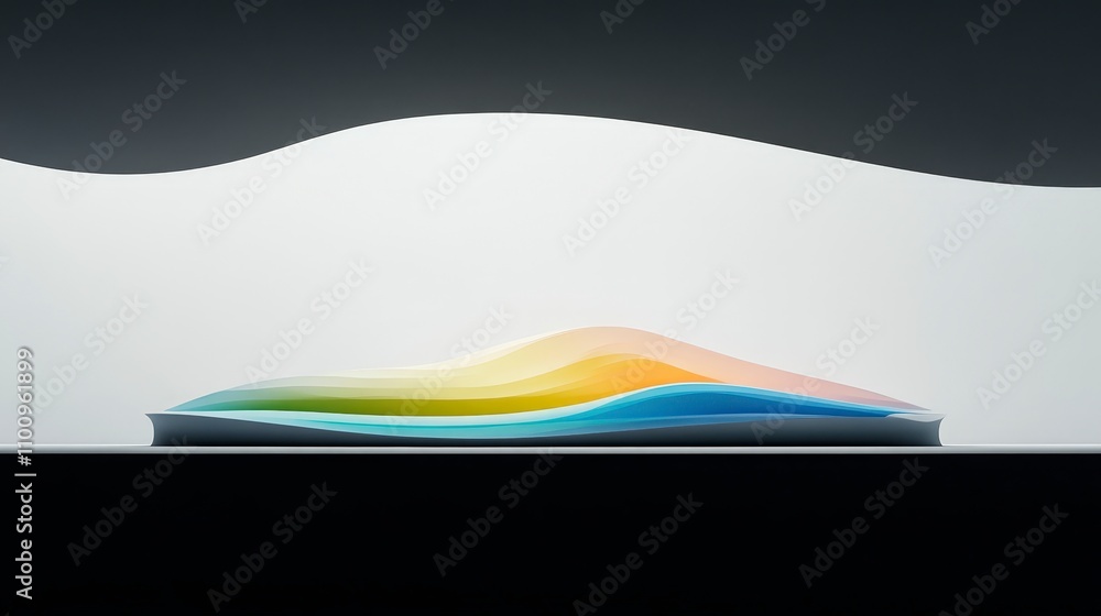 Poster abstract design of colorful waves on a minimalist surface