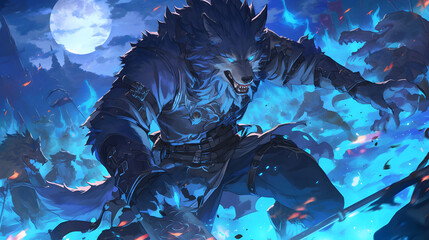 Fototapeta premium Anime Werewolf Fantasy