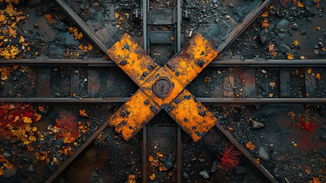 Aerial views capture the intricate crossing of railway tracks, emphasizing the complexity of transportation systems.