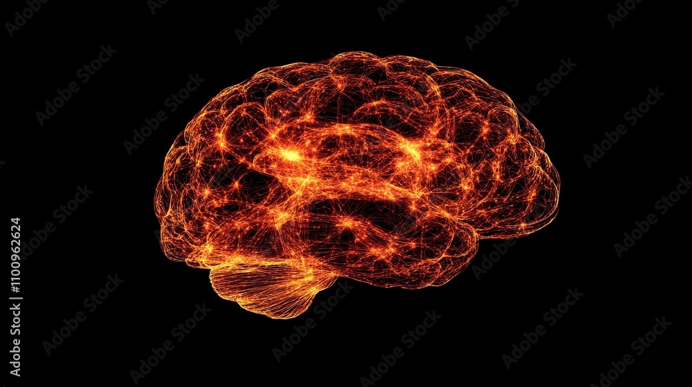 Poster digital representation of neural connections in brain