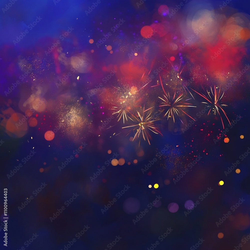 Aufkleber breathtaking display of dynamic and colorful fireworks in vibrant red purple and gold hues spreading