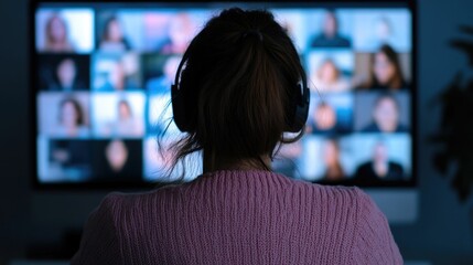 Focused Female Data Analyst Visualizing Meaningful Insights and Analytics During a Virtual Session for Remote Tech Work and Business