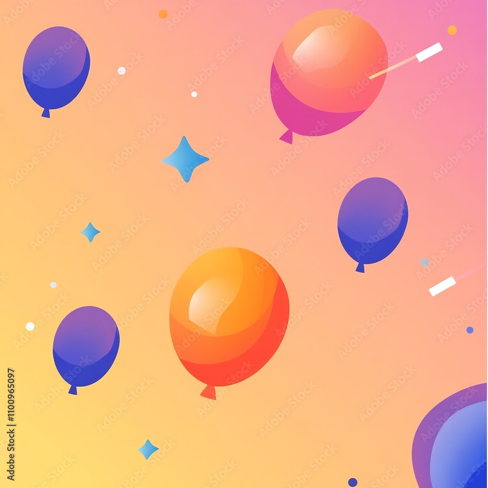 Poster bright and lively festive digital showcasing a vibrant and cheerful scene with scattered colorful ba