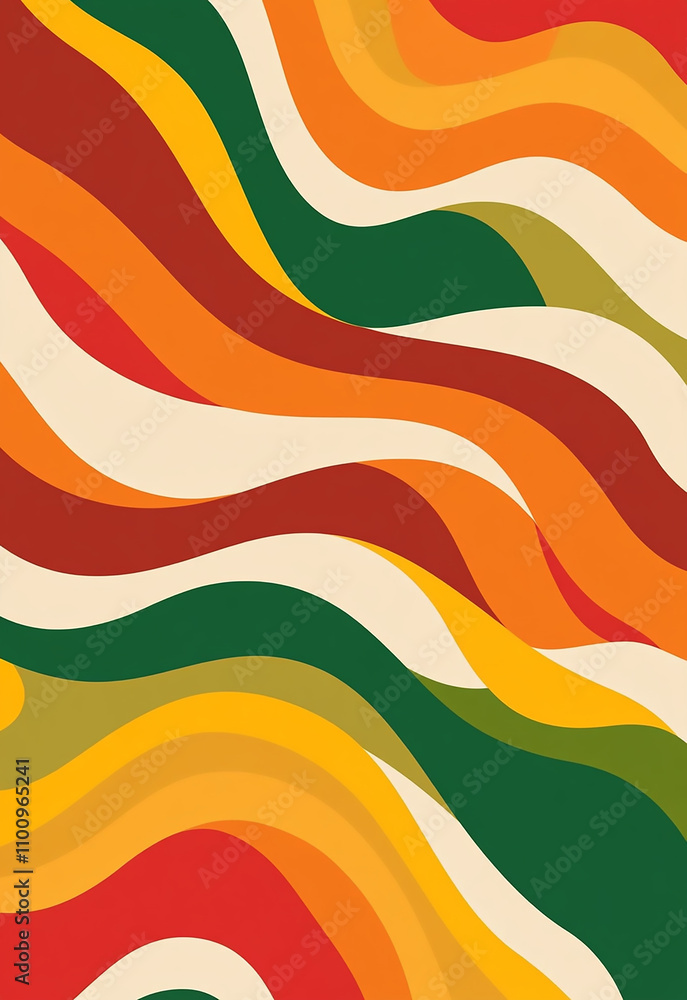 Poster a colorful, abstract painting with a rainbow pattern vibrant waves of color flow across a textured w