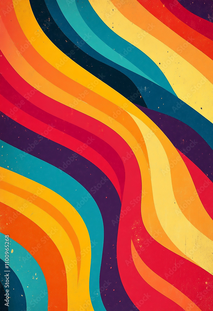 Poster grunge background with space for text or image. vibrant waves of color flow across a textured wall i