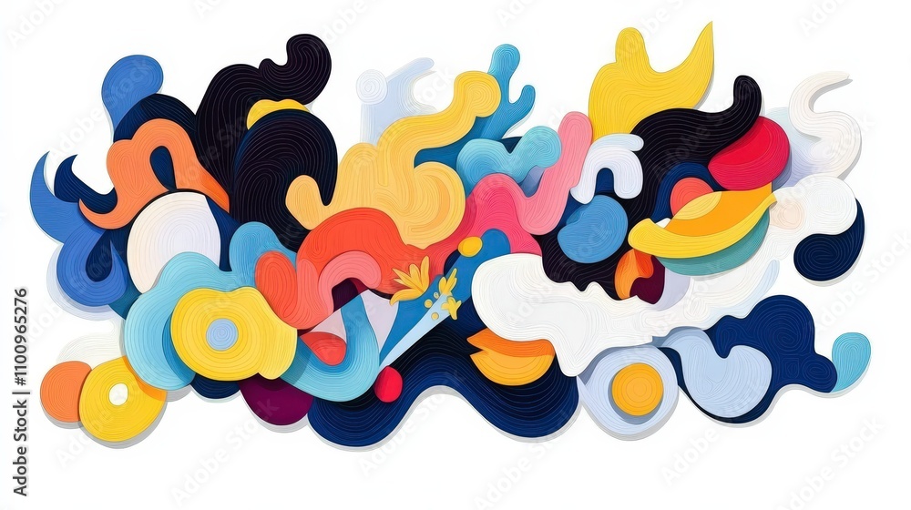 Aufkleber colorful abstract background with bold shapes and wavy patterns