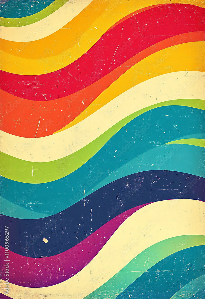 Poster grunge background with space for text or image. vibrant waves of color flow across a textured wall i