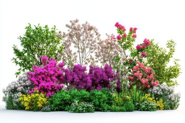 Obraz premium 3d render group flowers and low shrubs for landscaping