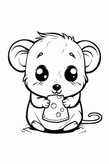 Obraz premium Adorable Cartoon Mouse Eating Cheese Slice