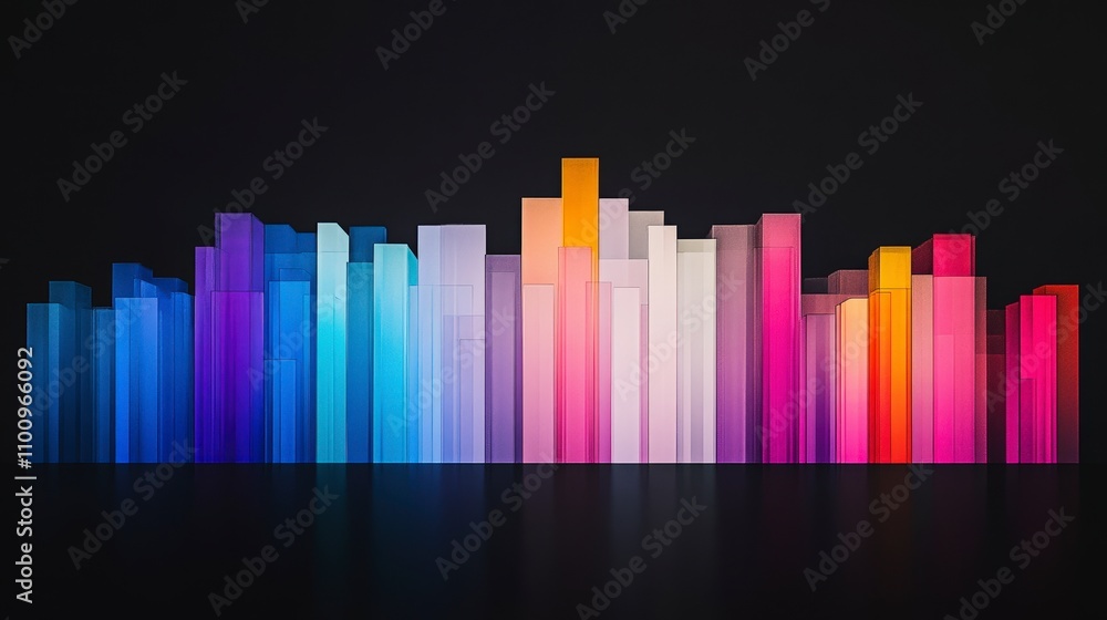 Aufkleber abstract colorful cityscape design with vertical shapes and gradients