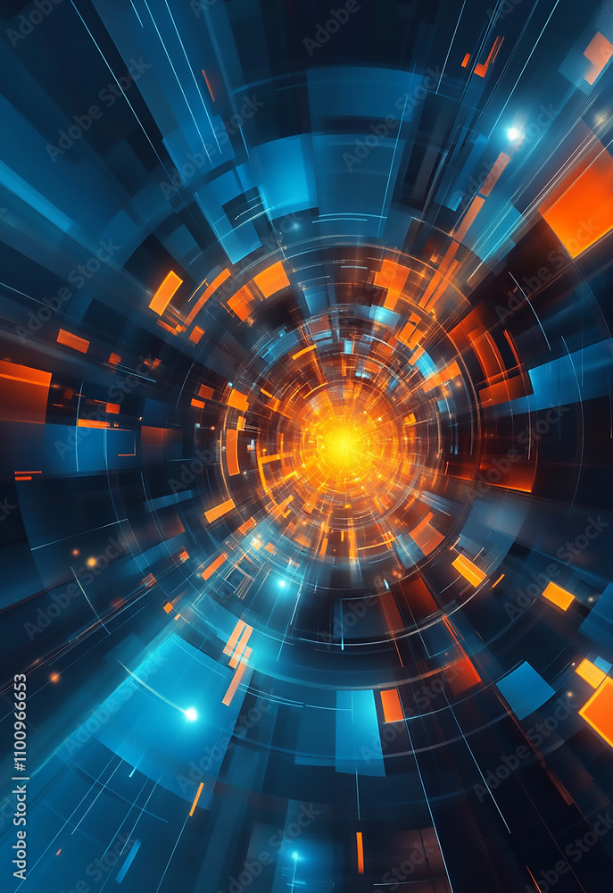 Poster abstract web of technology nodes and glowing pathways in a vibrant digital environment futuristic ab