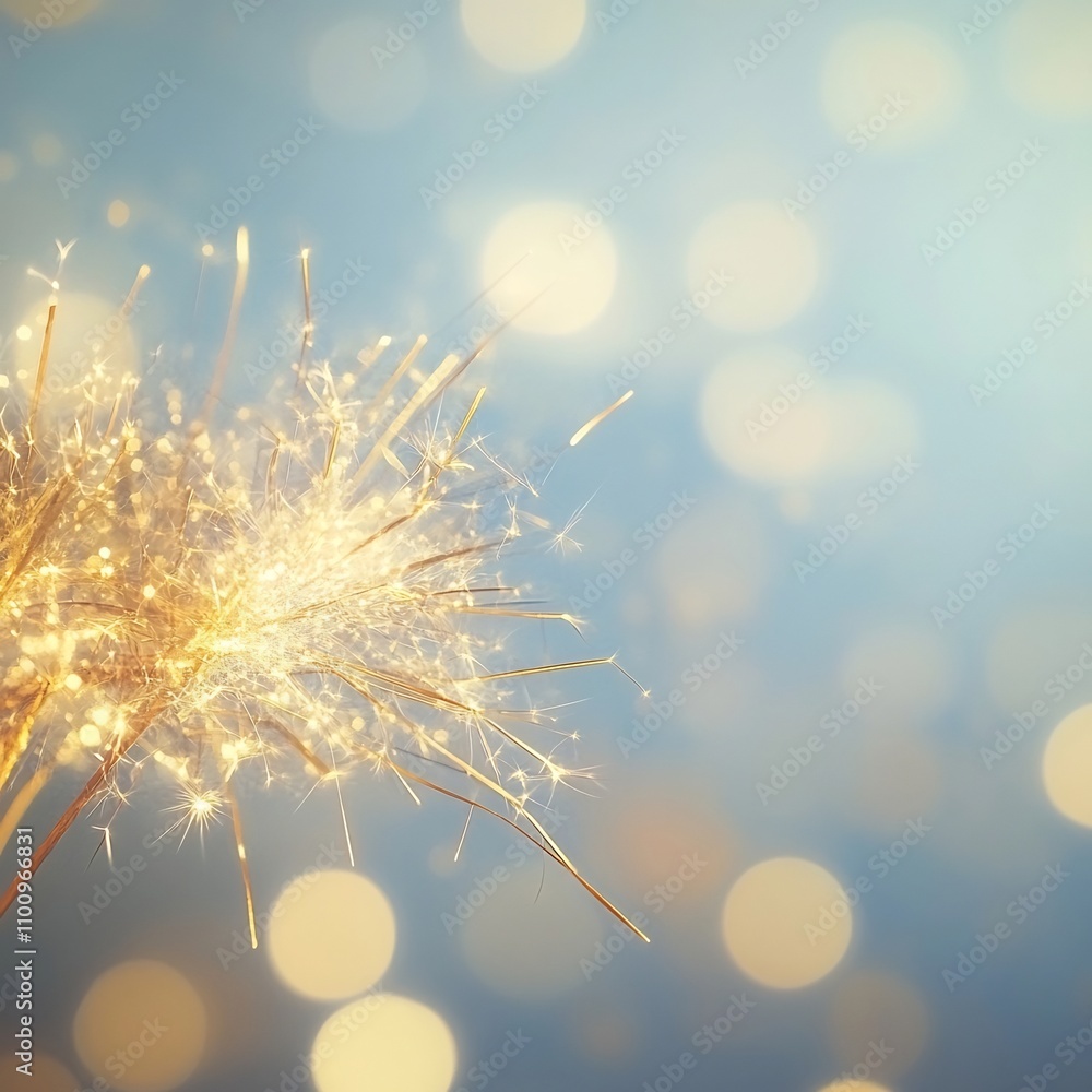 Poster dazzling golden fireworks bursting in the night sky creating an enchanting display of light and colo