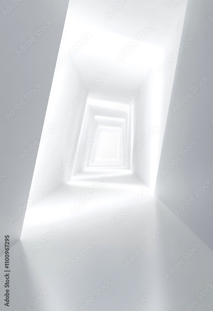 Poster abstract light blue background with a soft gradient, a white spotlight and rays of light on an empty