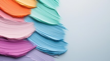 A vibrant gradient of paint strokes in various colors, showcasing a smooth texture and artistic flair on a light background.