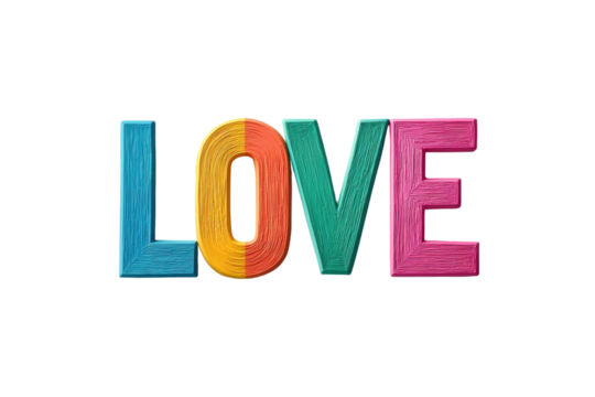 Colorful 'LOVE' letters representing affection and connection in vibrant design.