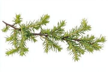 Obraz premium A detailed lifelike image of a fresh green rosemary sprig with its needle like leaves