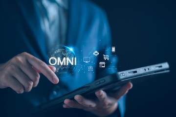 Omnichannel marketing business strategy concept. Digital online marketing and customer engagement...