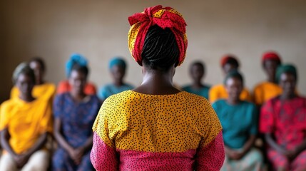 Fototapeta premium African Community Leaders Addressing Health Initiatives and Collective Care in a Rural Village Setting Showcasing Sustainable Development