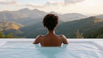 Fototapeta premium Serene African Spa Retreat Highlighting Wellness Practices and Stunning Natural Landscapes in a Tranquil Setting