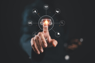 AI ethics or AI Law concept. Developing AI codes of ethics. Regulation, standard, Compliance,...