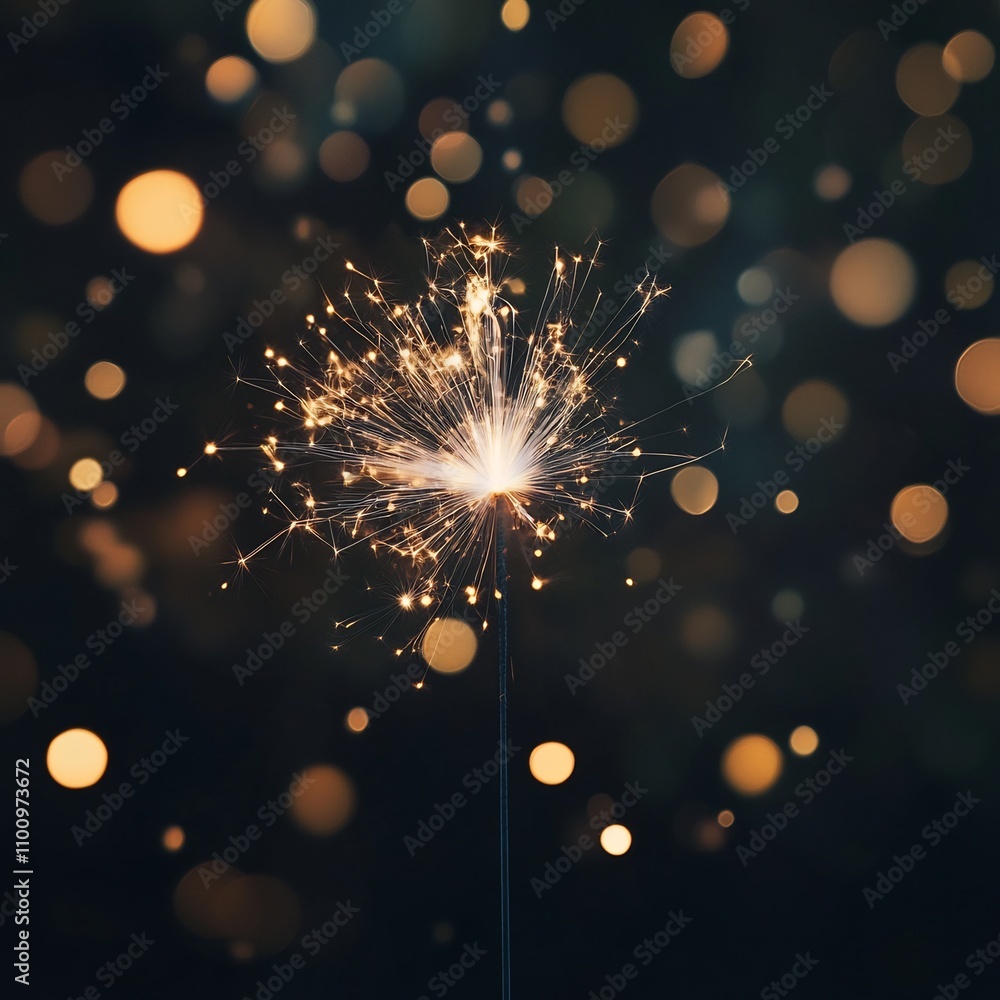 Poster mesmerizing display of golden and silver fireworks bursting with vibrant intensity against a deep bl