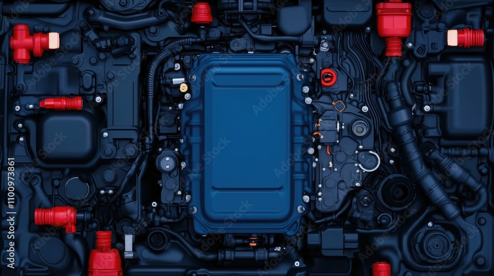 Poster professional mechanic carefully fixing car engine using advanced diagnostics and tools in well equip