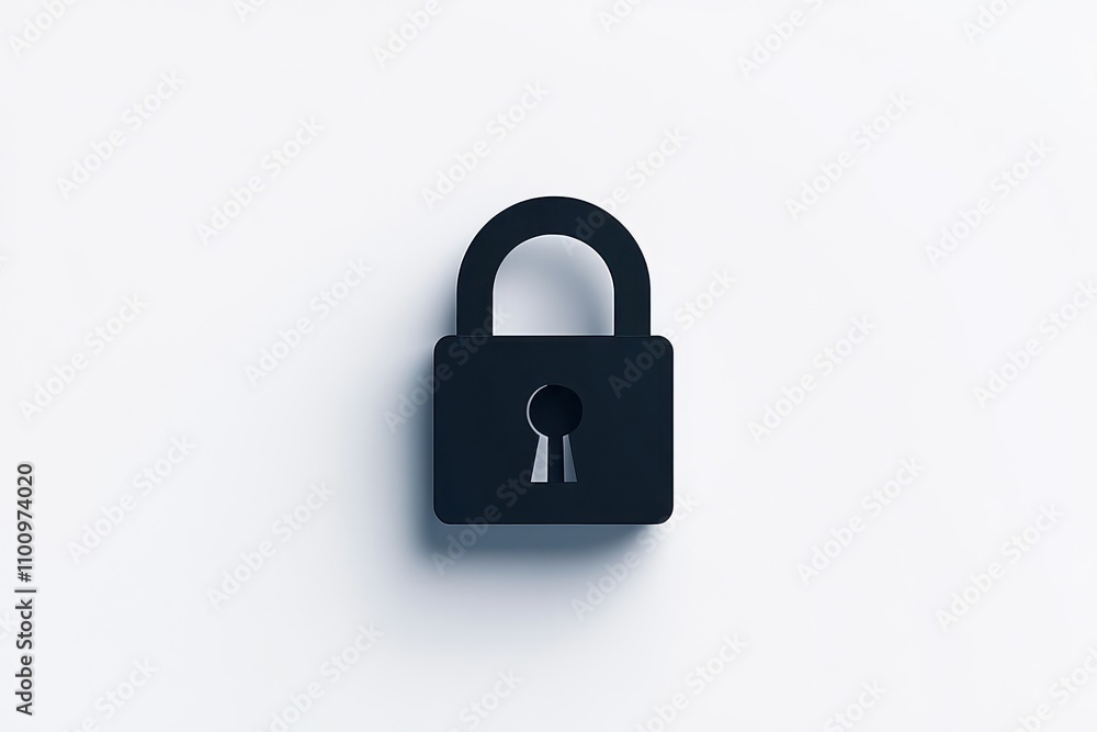 Poster a minimalist black icon of an open padlock with a visible keyhole symbolizing unlocked access or sec