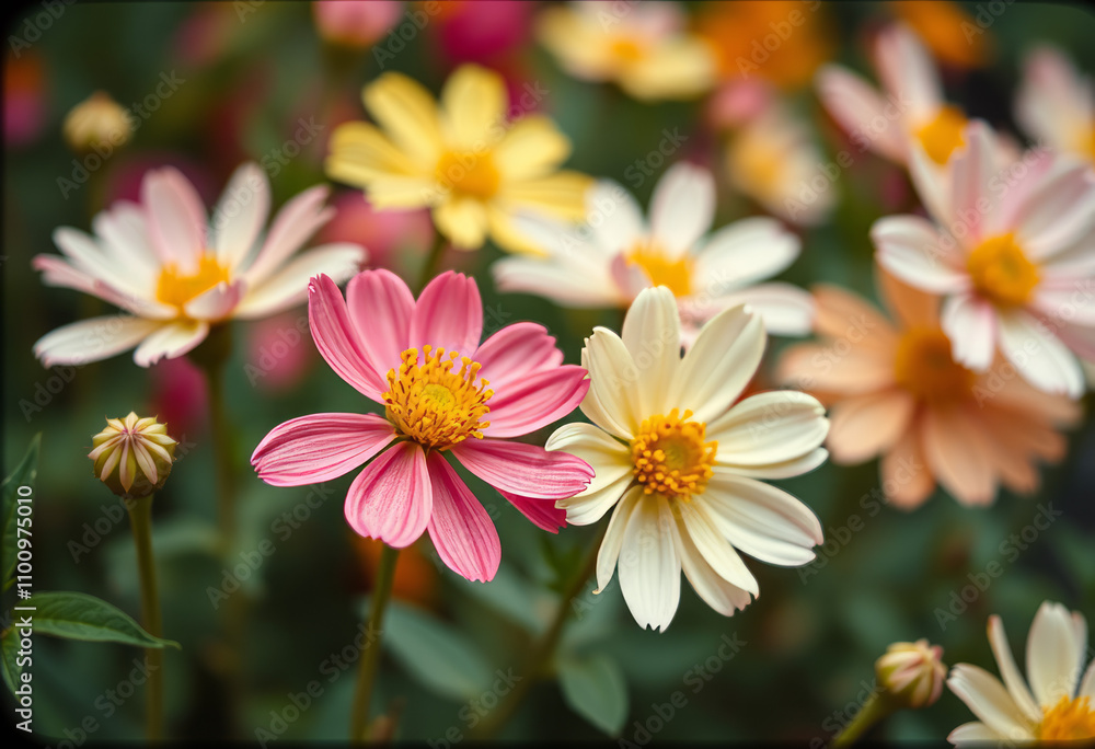 Poster combines lomographic color saturation and vignetting with macrorealism's detailed focus on flowers e