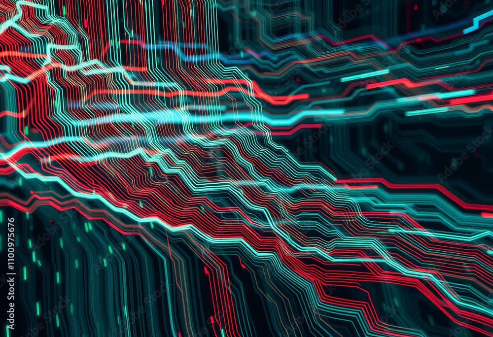 Poster combines the flowing lines of matrix code with slow shutter abstract photography creating images tha