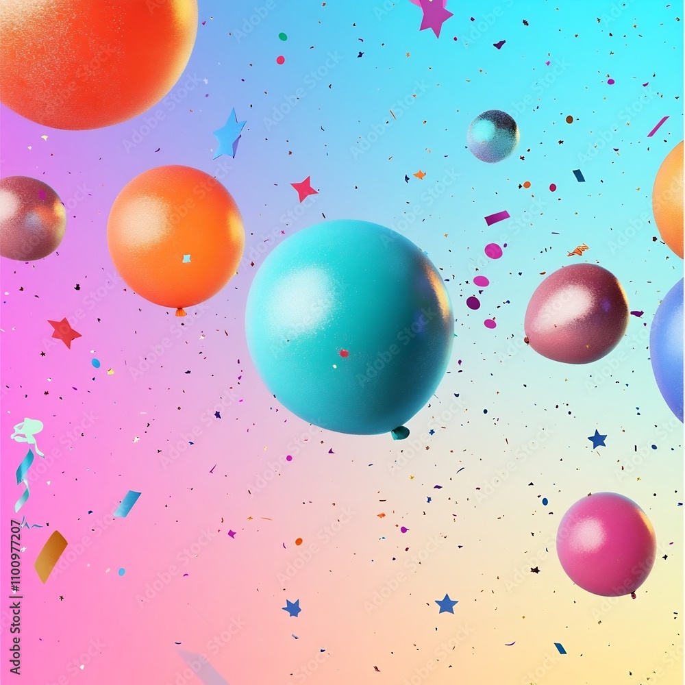 Aufkleber vibrant and energetic festive design with colorful balloons playful shooting stars and shimmering co