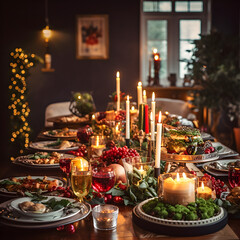 Festive Dining Table Decorated with Holiday Delights






