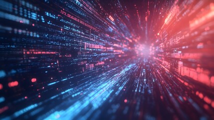 Obraz premium Abstract Data Stream Red Blue Light Tunnel
