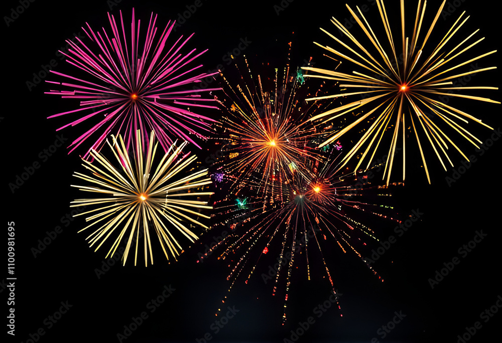 Poster fireworks notes explode in colfireworks notes explode in colorful firework like pattern