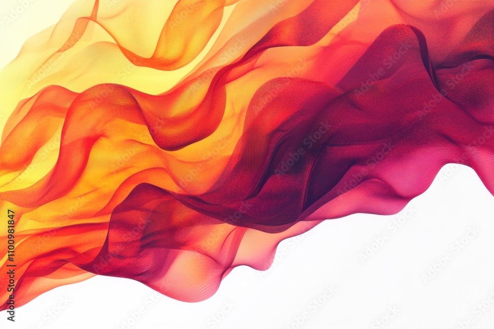 Aufkleber an abstract design featuring flowing red and orange wave patterns with semi transparent layers