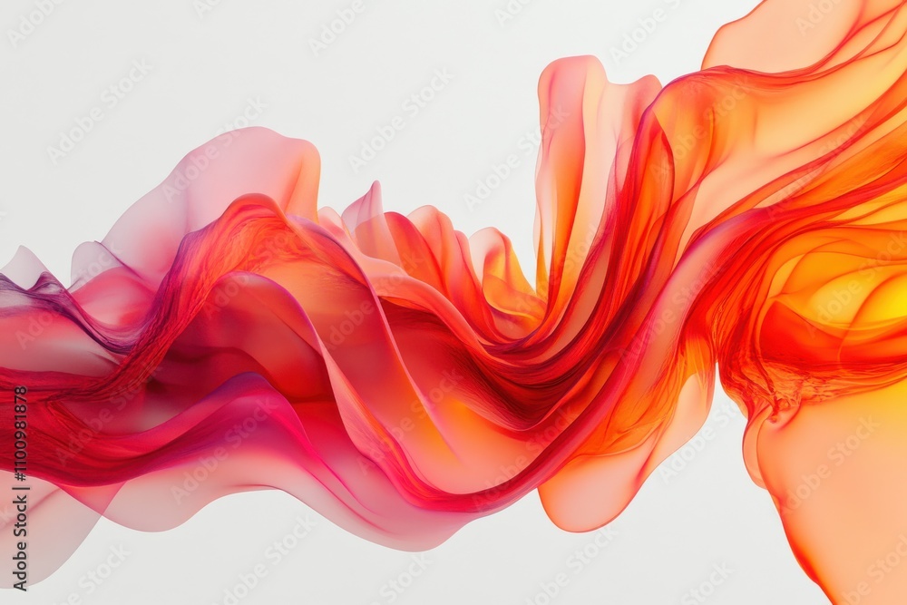 Aufkleber an abstract design featuring flowing red and orange wave patterns with semi transparent layers