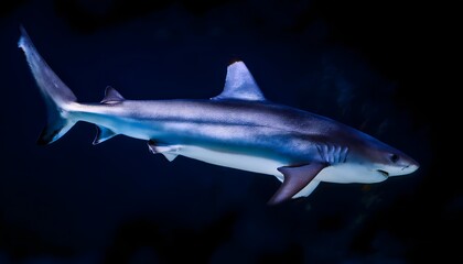Obraz premium Blacktip Reef Shark in Dark Aquatic Environment