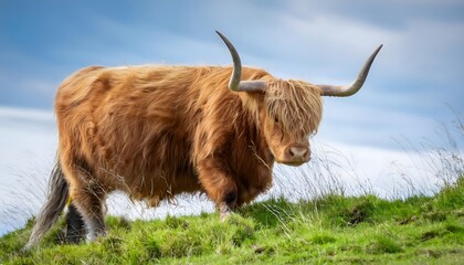 Highland Cow in Grassy Field