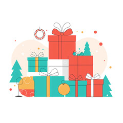 Seamless Christmas pattern featuring Santa's mail. Includes opened and closed envelopes adorned with festive branches, wax seals, and postage stamps. A cheerful holiday design perfect for paper wrap.