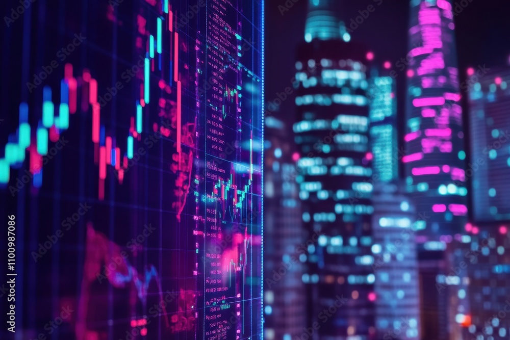 Poster crypto investor analyst broker analyzing financial stock trade stock market exchange platform indexe
