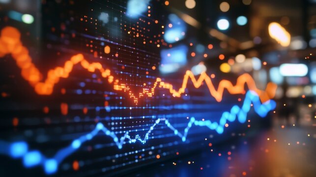 Market Volatility Graph with Lightning Speed Effects on Shadowy Background Showing Financial Flux in Animation