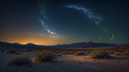 Fototapeta premium night view of the desert and beautiful sky