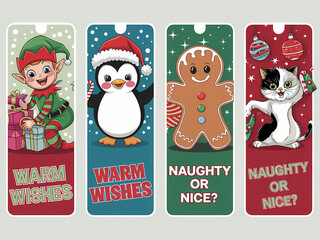 Fototapeta premium set of christmas bookmarks